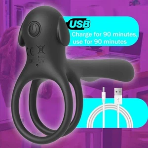 Long Lasting Erection Penis Vibrator With Dual Ring With Remote Control 10 mode - Picture 1 of 7