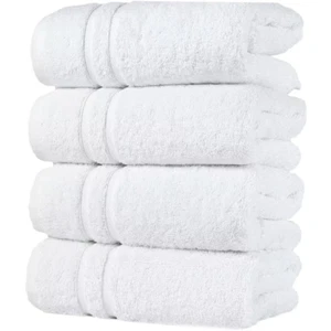 4-Piece White Turkish Cotton Hand Towels - Picture 1 of 12