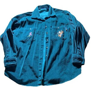 VTG 90s DISNEY Winnie The Pooh Piglet Tigger Whale Corduroy Button Shirt XL Y2K - Picture 1 of 10