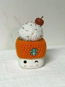 Handmade Crocheted Starbucks Pumpkin Spice Latte Mug Topper - Picture 1 of 2