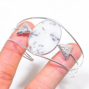 Dendritic Opal Oval Shape Gemstone Adjustable Bangle Wedding Gift Jewelry BR 327 - Picture 1 of 7