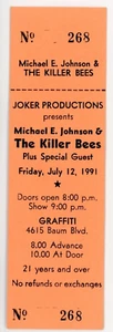 Michael E. Johnson & The Killer Bees Concert Ticket Graffiti Pittsburgh, PA 1991 - Picture 1 of 2