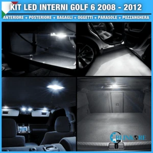 KIT FULL LED INTERNI GOLF 6 VI DAL 2008 AL 2012 KIT COMPLETO CANBUS NO ERRORE - Foto 1 di 2