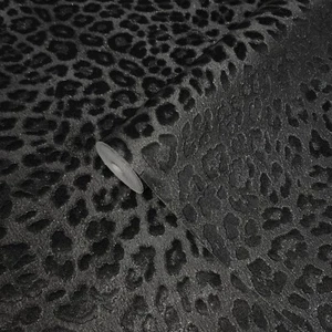 Charcoal gray black silver glitter wallpaper faux leopard cheetah skin textured - Picture 1 of 14