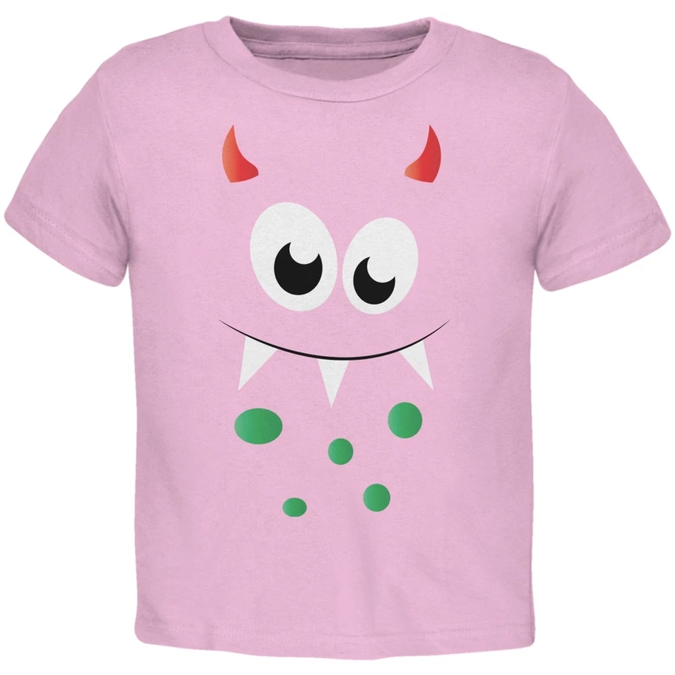 Camiseta Monster Face rosa claro para niños pequeños Foto 1 de 1