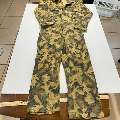 Vintage Gander Mountain Kelly Cooper Tru Leaf Camo Camouflage Overalls Mens M - Image 1 of 4