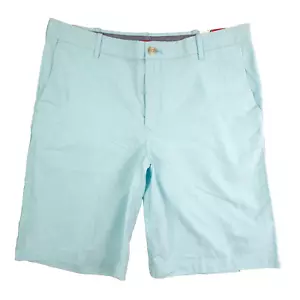 IZOD Flat Front Light Blue Chino Mens Shorts Size 34x10.5 100% Cotton Golf - Picture 1 of 18