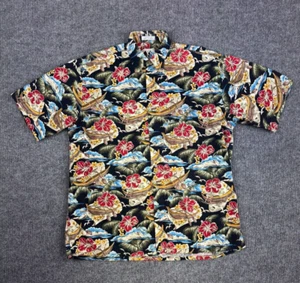 Pierre Cardin Hawaiian Shirt Mens LT Floral Short Sleeve Button Cotton - Picture 1 of 11