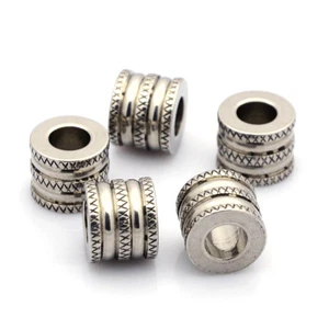 10pcs 304 Stainless Steel Beads Grooved Column Decorative Large Hole Spacer 12mm - Picture 1 of 2