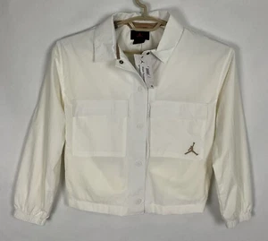 Nike Air Jordan Water Resistant Snap Windbreaker Coaches Jacket Girls Sz L New - Picture 1 of 12