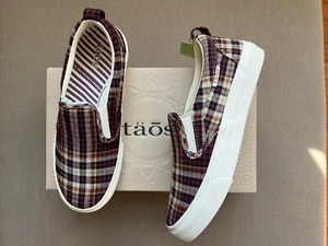 Taos Rubber Soul Womens Size 7.5 Plaid Canvas Slip On Sneakers Shoes New in Box - Picture 1 of 9