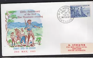 1963 5d Blue Mountains 150th Crossing Anniversary Australia FDC RED DATE TEXT - Picture 1 of 1