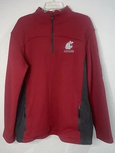 WSU Cougars Men's Colosseum Thermal 1/4 Zip Pullover Sweatshirt L Fleece Lining - Picture 1 of 11
