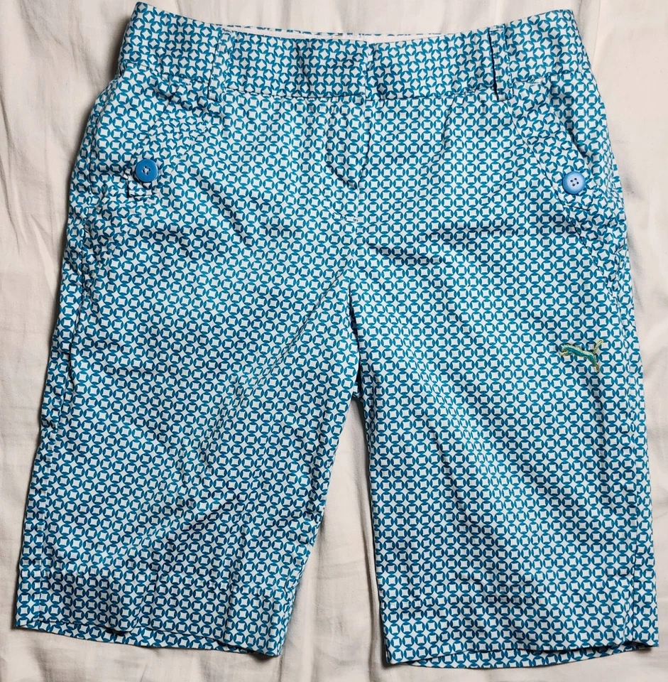 Bermudas cortas de golf Puma Sport Lifestyle azul blanco geométricas talla 2 Foto 1 de 4