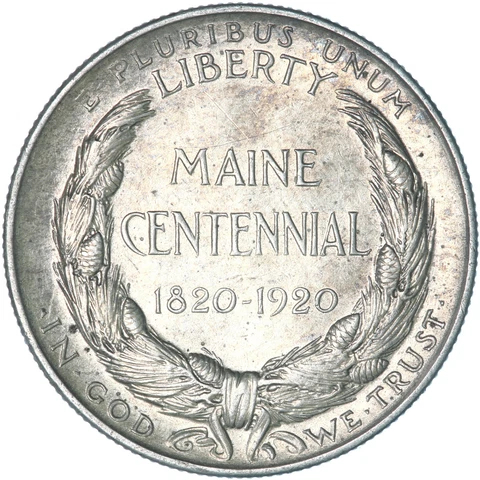 1920 (P) Maine Classic Commem Half Dollar 90% Silver Extra Fine See Pics R939 Cover