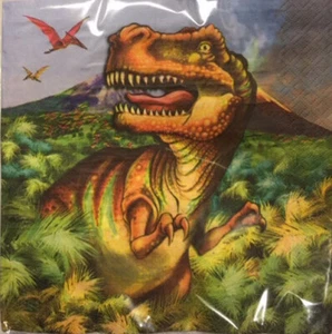 DINOSAURIER Happy Birthday Party Mittagessen Abendessen PAPIERSERVIETTEN 20 Stück 2-lagig Dino T Rex - Bild 1 von 1