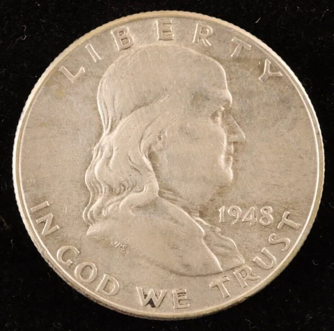 1948-D Silver Franklin Half Dollar (#RJS1-879)-Nice Circ Condition-Good Details! Cover