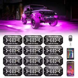 12 Pods RGBW Rock Lights, Full Beam Angle, 30 High Power Chips IP67 Waterproof - Picture 1 of 21