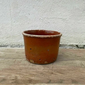 Vintage Antique glazed French Tan terracotta Cheese Faisselle Strainer 05112116 - Picture 1 of 4