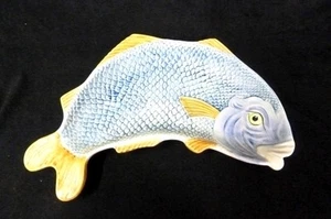 Piatto servizio pesce vintage blu arancione biscotti Portogallo da collezione - Foto 1 di 11