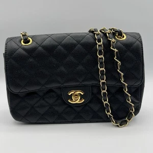 Chanel Flap Mini Matelasse Lambskin Chain Shoulder Bag Turnlock Black Free Ship - Picture 1 of 11
