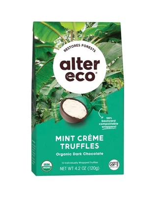 Trufas de chocolate Alter Eco verde oscuro menta 4,2 oz golosinas orgánicas de comercio justo Foto 1 de 4