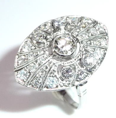 Ring Platin 1.20ct. Diamanten Gr 57 änderbar Zentrum: 1x0.32ct Art Deco 6,6 g - Bild 1 von 4