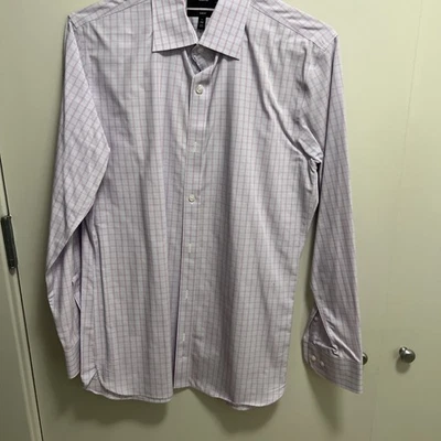 Orig $158 Bonobos Dress Shirt Slim Sz 16 (L) Pink and Purple Micro Plajd  - Image 1 of 4