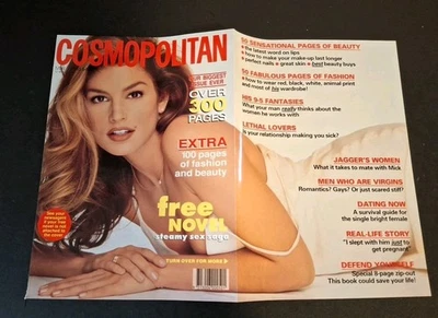 Cindy Crawford Cosmopolitan Magazine Cover Page 1993 -COVER ONLY NO MAGAZINE - image 1 of 2