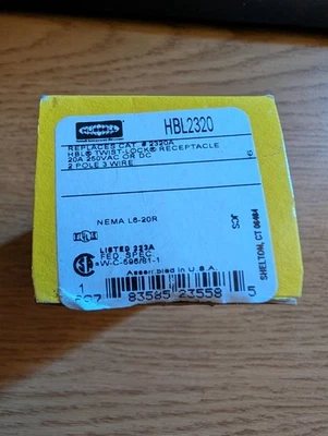Hubbell HBL2320 20A 250V L6-20R Twist-Lock Flush Receptacle Outlet Plug - Image 1 of 2