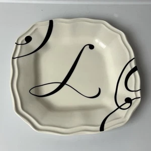 Brother Sister Monogram “L” White Black Salad Plate 8 1/2” - Picture 1 of 3
