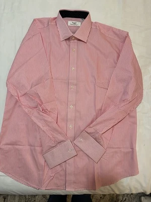 Новый без ЯРЛЫКОВ бизнес для бизнеса Мужская рубашка 45-17 3/4-36/37 длинным рукавом в полоску - Изображение 1 из 4