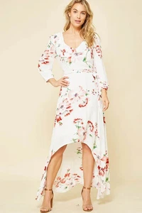 Maxi vestido largo envolvente floral Promesa para mujer talla S alto bajo - Imagen 1 de 11