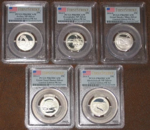 2014 S PR-69 DCAM Silver Proof Ltd Ed First Strike Nat'l Parks Quarter Set - Picture 1 of 2