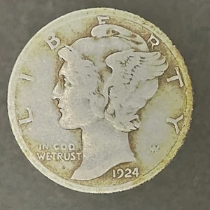 Merkur Groschen 1924 - leichte Auflage - große Art Münze - Silber - Bild 1 von 4