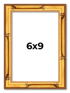 6x9 Frame Gold Bamboo Solid Wood Picture Frame | 1 Inch Moulding Width | Interio - Picture 1 of 10