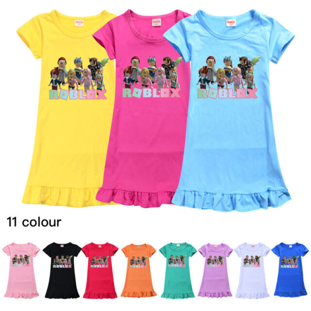 Kids Girls Roblox T-shirt Vestido Summer Nightdress Pijamas Sleepwear