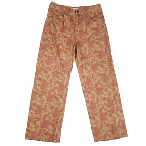 Zara Baroque Print Pants Mens XL Tan Red Wide Leg Baroquecore Avant-garde - Picture 1 of 10