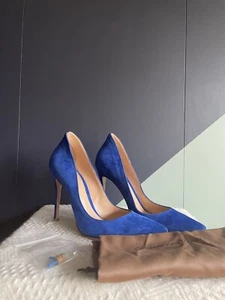 Gianvito Rossi NWOB Blue Suede 100mm Pumps Sz 37 - Picture 1 of 9