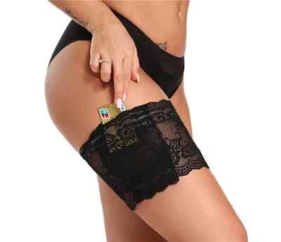 Lace Garter Thigh Holster For Mobile Cell Phone Money credit card key inhaler Id - Image 1 of 4