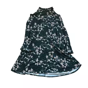 Shiela Rose Women's Dark Green Floral Cold Shoulder Long Sleeve Dress - Picture 1 of 4