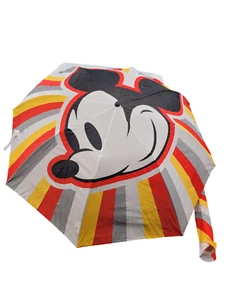 Hallmark Disney Mickey Mouse STREIFEN grau rot gelb Regenschirm + Aufbewahrungshülle 36" - Bild 1 von 10