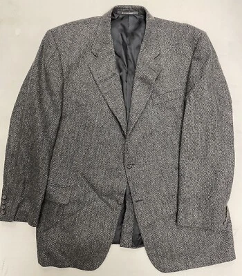HICKEY FREEMAN Herringbone Wool Sport Jacket in Heather Black Size 46 R - Image 1 of 4