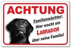 Schild günstig Kaufen-AdriLeo Schild - Vorsicht schwarzer Labrador - Familienwächter - Hund Wachhund