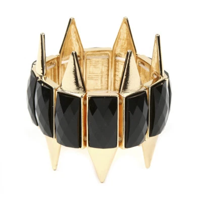 Amrita Singh Gold Black Resin Spike Wisteria Stretch Bracelet BRC 5125 NWT - Image 1 of 2