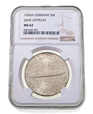1930 Germany 5 Mark Graf Zeppelin Flight Graded by NGC as MS-62, KM 68 - Image 1 of 4
