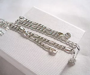 Italia - Cadena de eslabones ""Figaro"" de plata esterlina (30 pulgadas) - Imagen 1 de 6