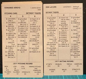1977 DETROIT TIGERS, STRAT-O-MATIC Baseball, ORIGINAL, EXCELLENT, 20 cards - Picture 1 of 1