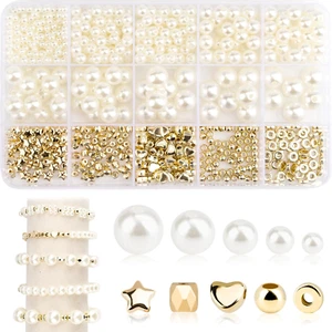 Pearl Beads for Bracelet Making, 4/6/8/10/12Mm Pearl Beads Kit, Loose Pearls for - Picture 1 of 7