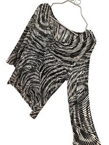 Nuevo con etiquetas Top Chico’s Traveler’s Negro Blanco Gráfico Remolino Cuello en V - 2 12/14 - Imagen 1 de 5